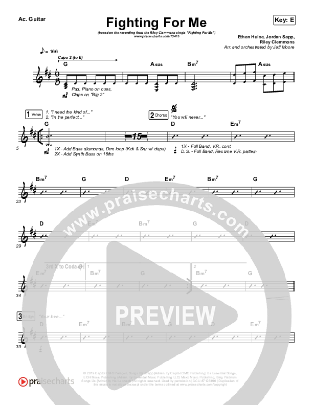 Fighting For Me Acoustic Guitar (Riley Clemmons)