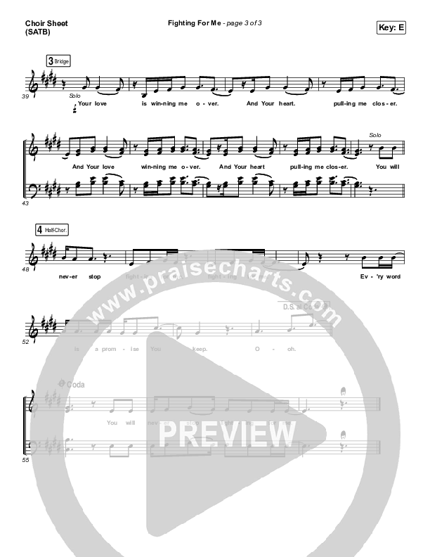Fighting For Me Choir Sheet (SATB) (Print Only) (Riley Clemmons)