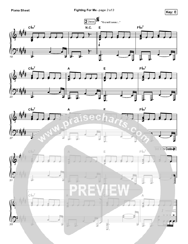 Fighting For Me Piano Sheet (Print Only) (Riley Clemmons)