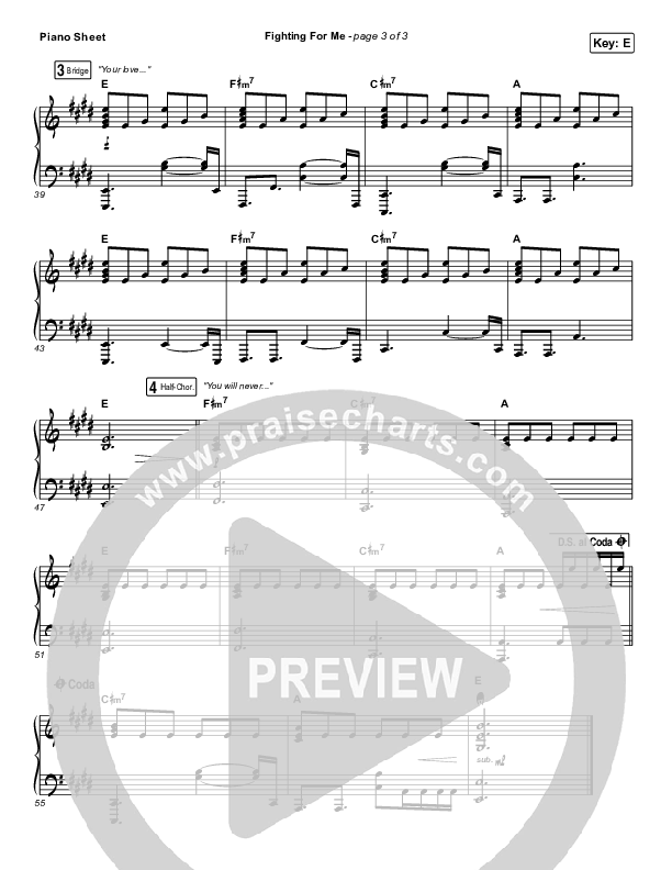 Fighting For Me Piano Sheet (Print Only) (Riley Clemmons)