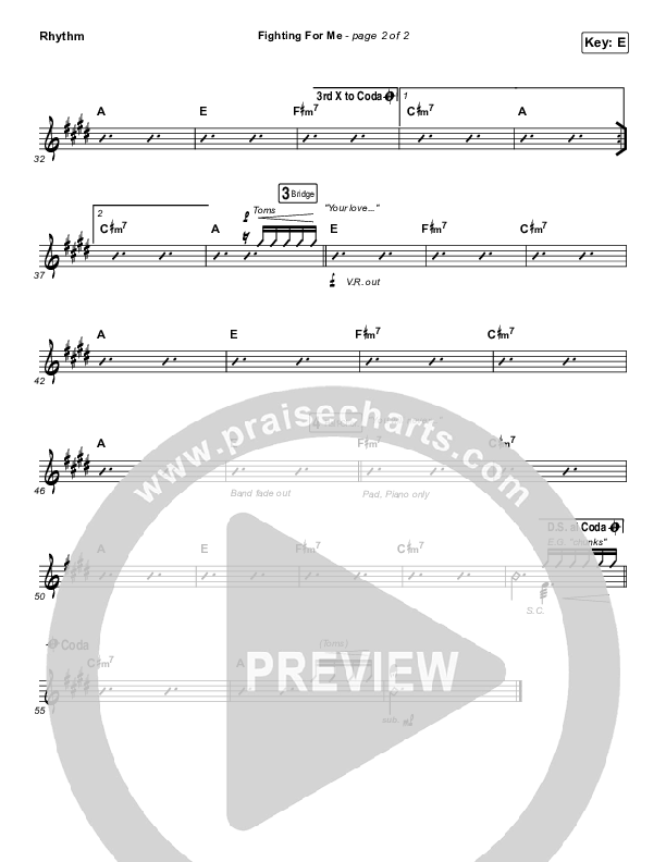 Fighting For Me Rhythm Chart (Print Only) (Riley Clemmons)