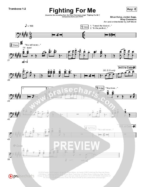 Fighting For Me Trombone 1/2 (Riley Clemmons)