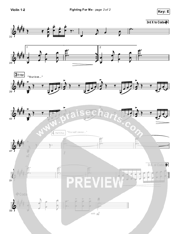 Fighting For Me Violin 1/2 (Riley Clemmons)