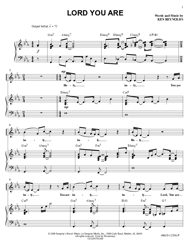 Lord You Are Lead & Piano (Ken Reynolds)