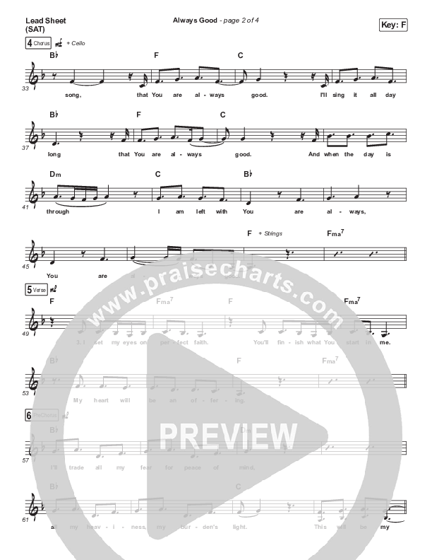 Always Good Lead Sheet (SAT) (The McClures / Paul McClure / Hannah McClure)