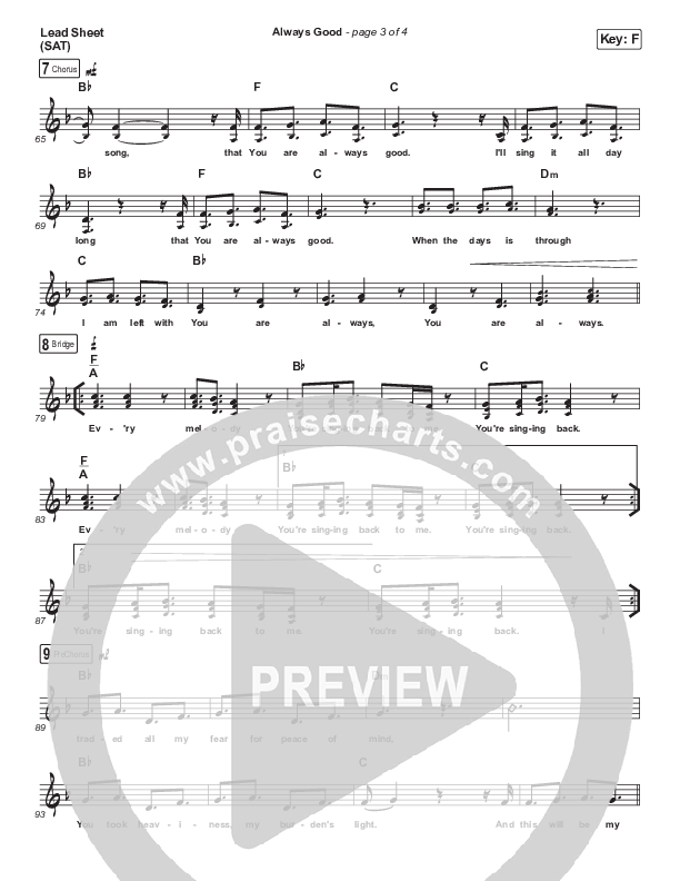 Always Good Lead Sheet (SAT) (The McClures / Paul McClure / Hannah McClure)