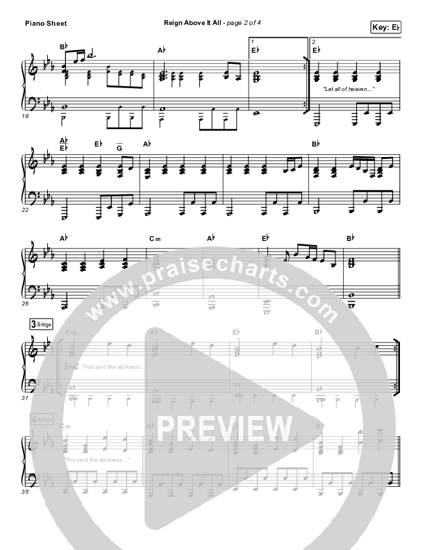 Reign Above It All Piano Sheet (The McClures / Paul McClure / Hannah McClure)