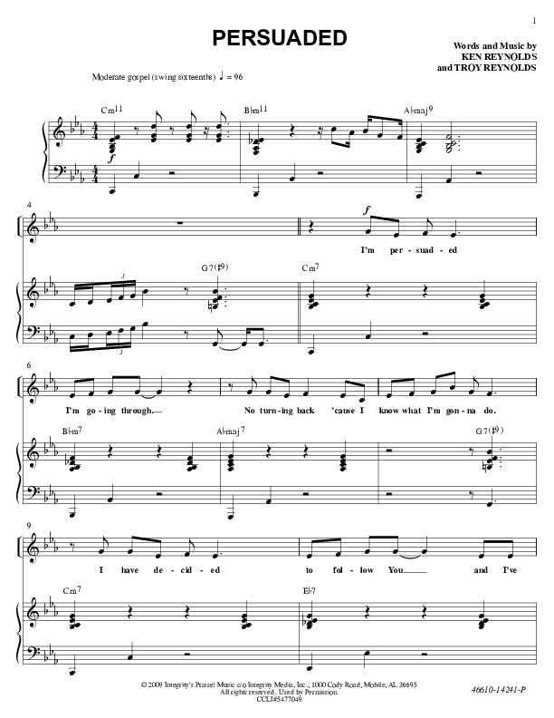 Persuaded Lead & Piano (Ken Reynolds)