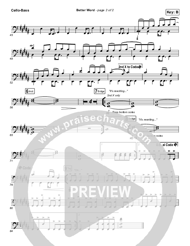 Better Word (Live) Cello/Bass (Leeland)