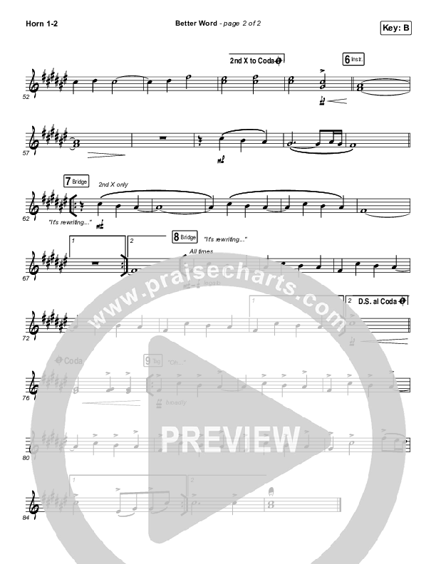 Better Word (Live) French Horn 1/2 (Leeland)