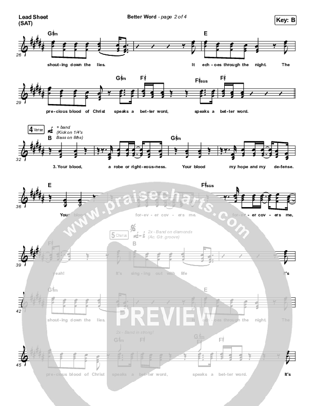 Better Word (Live) Lead Sheet (SAT) (Leeland)