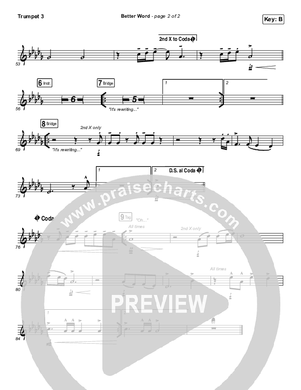 Better Word (Live) Trumpet 3 (Leeland)