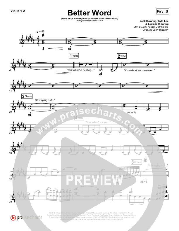 Better Word (Live) Violin 1/2 (Leeland)