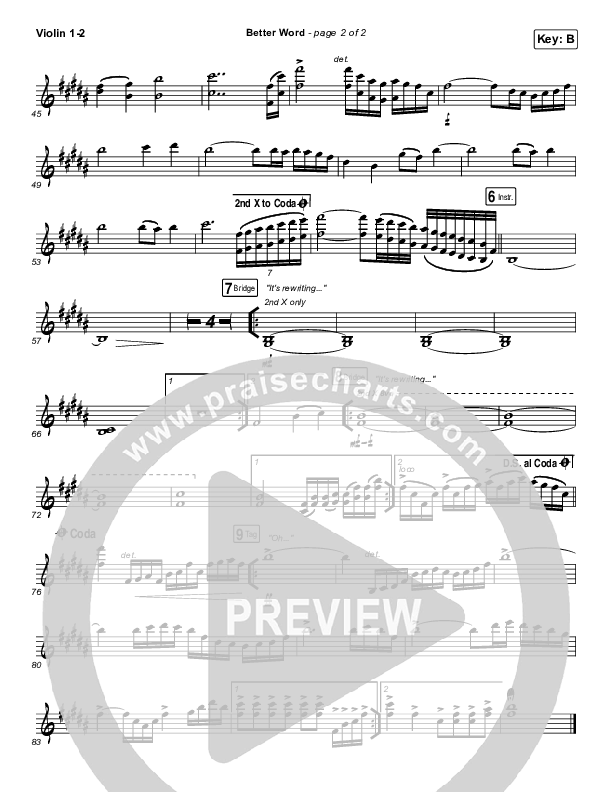 Better Word (Live) Violin 1/2 (Leeland)