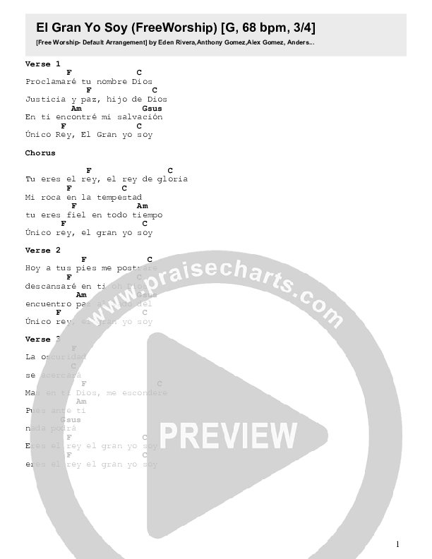 El Gran You Soy Chords & Lyrics (Free Worship)