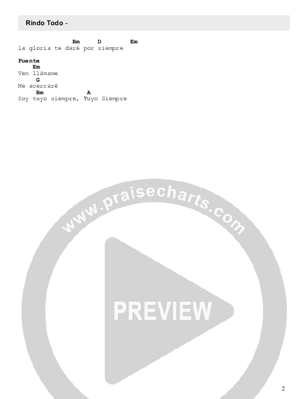 Rindo Todo Chords & Lyrics (Free Worship)