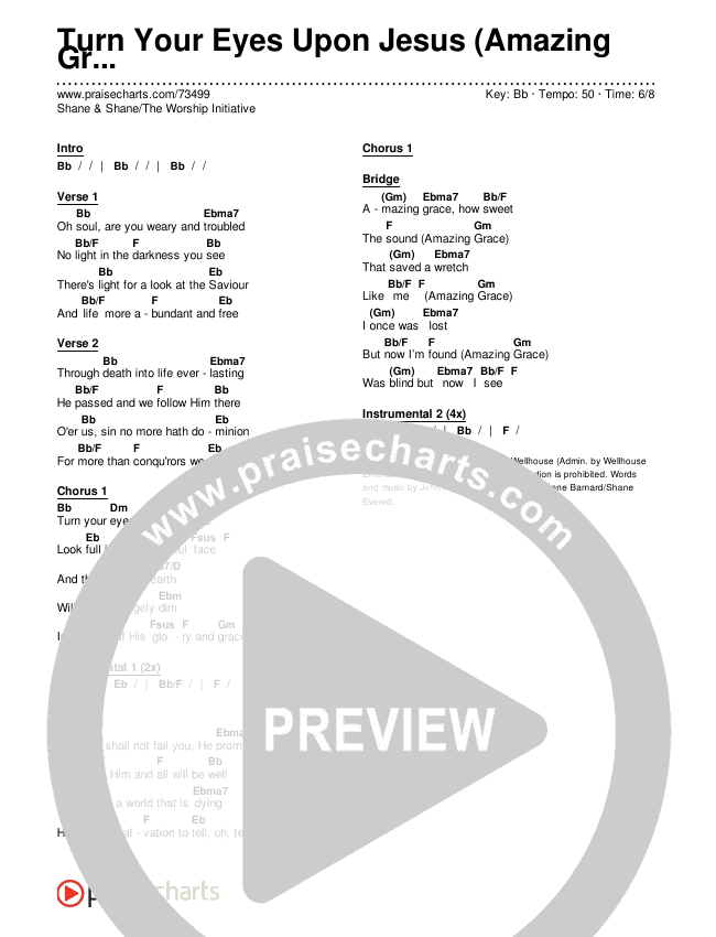 Turn Your Eyes Upon Jesus (Amazing Grace) Chords & Lyrics (Shane & Shane / The Worship Initiative)