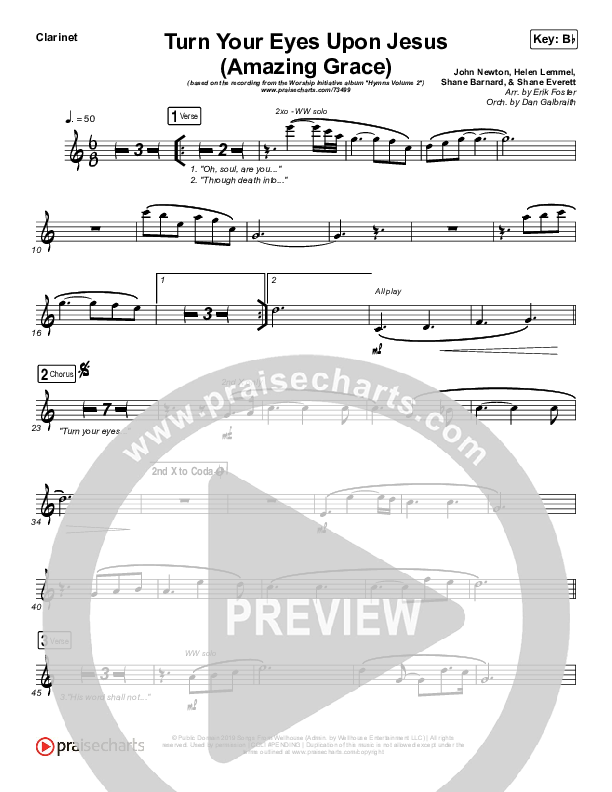 Turn Your Eyes Upon Jesus Clarinet (Shane & Shane / The Worship Initiative)