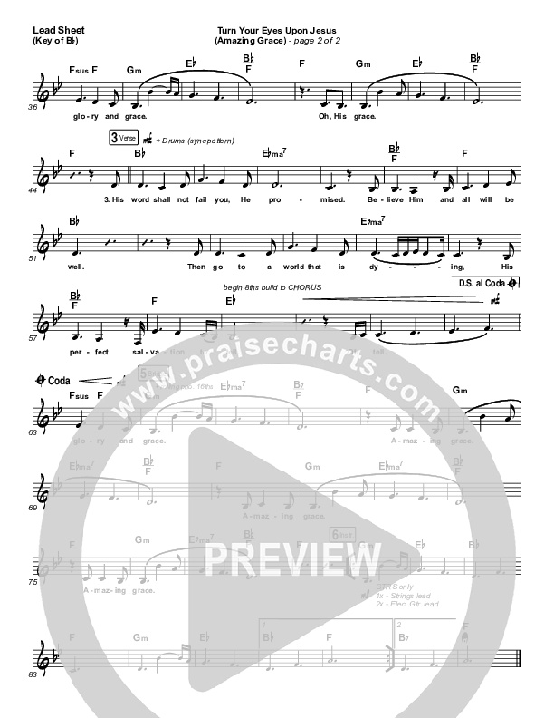 Turn Your Eyes Upon Jesus Lead Sheet (Melody) (Shane & Shane / The Worship Initiative)