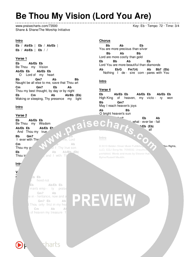 Be Thou My Vision (Lord You Are) Chords & Lyrics (Shane & Shane / The Worship Initiative)