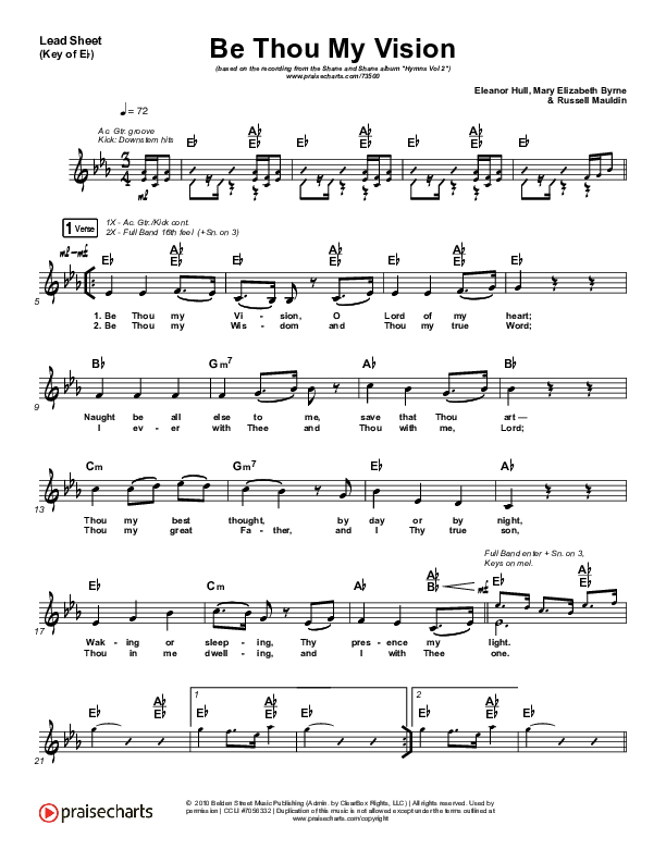 Be Thou My Vision (Lord You Are) Lead Sheet (Melody) (Shane & Shane / The Worship Initiative)