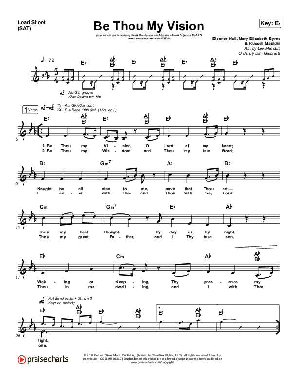 Be Thou My Vision (Lord You Are) Lead Sheet (SAT) (Shane & Shane / The Worship Initiative)