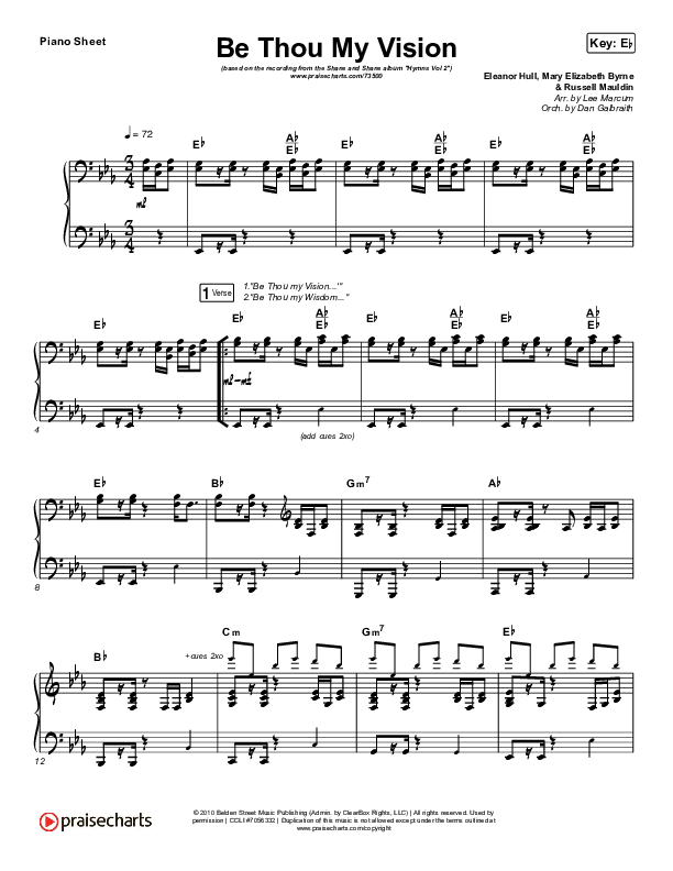Be Thou My Vision (Lord You Are) Piano Sheet (Shane & Shane / The Worship Initiative)