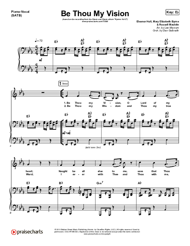 Be Thou My Vision (Lord You Are) Piano/Vocal (SATB) (Shane & Shane / The Worship Initiative)