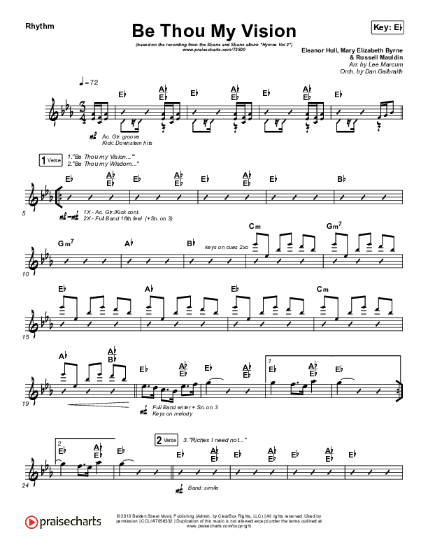 Be Thou My Vision (Lord You Are) Rhythm Chart (Shane & Shane / The Worship Initiative)