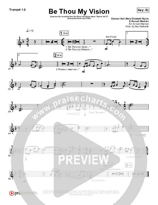 Be Thou My Vision (Lord You Are) Trumpet 1,2 (Shane & Shane / The Worship Initiative)