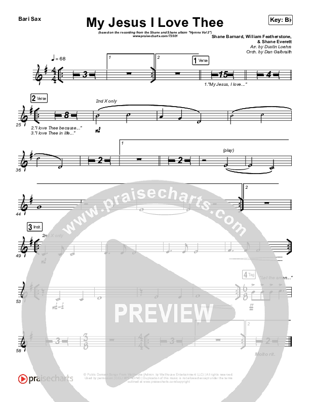 My Jesus I Love Thee Bari Sax (Shane & Shane/The Worship Initiative)