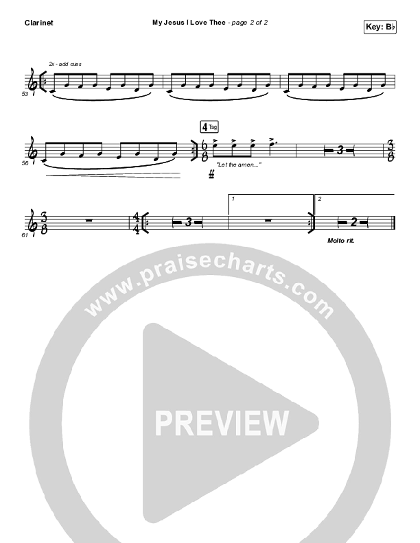 My Jesus I Love Thee Clarinet (Shane & Shane/The Worship Initiative)