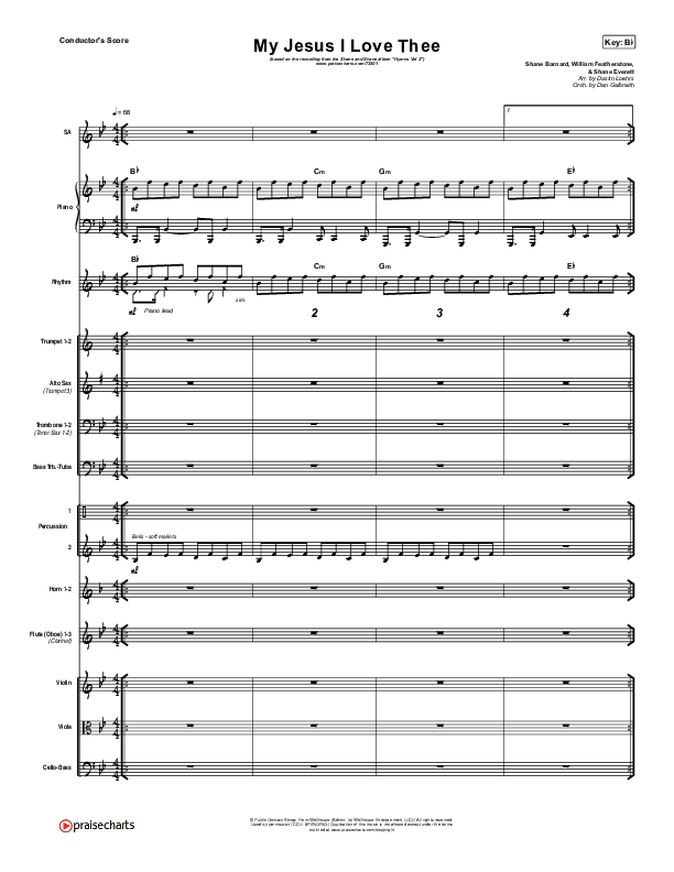 My Jesus I Love Thee Conductor's Score (Shane & Shane/The Worship Initiative)