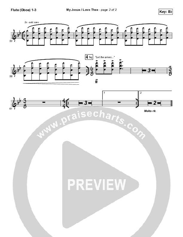 My Jesus I Love Thee Flute/Oboe 1/2/3 (Shane & Shane/The Worship Initiative)