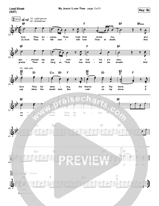 My Jesus I Love Thee Lead Sheet (SAT) (Shane & Shane/The Worship Initiative)