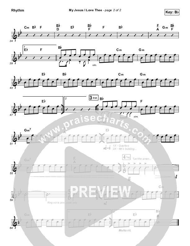 My Jesus I Love Thee Rhythm Chart (Shane & Shane/The Worship Initiative)