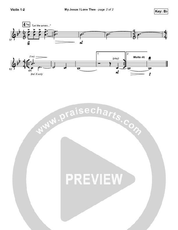 My Jesus I Love Thee Violin 1/2 (Shane & Shane/The Worship Initiative)