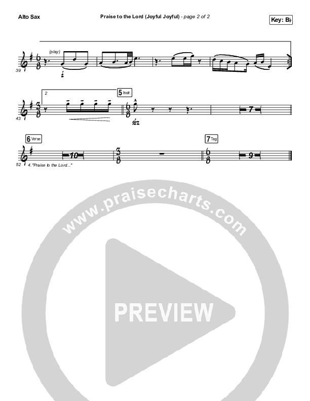 Praise To The Lord (Joyful Joyful) Alto Sax (Shane & Shane / The Worship Initiative)
