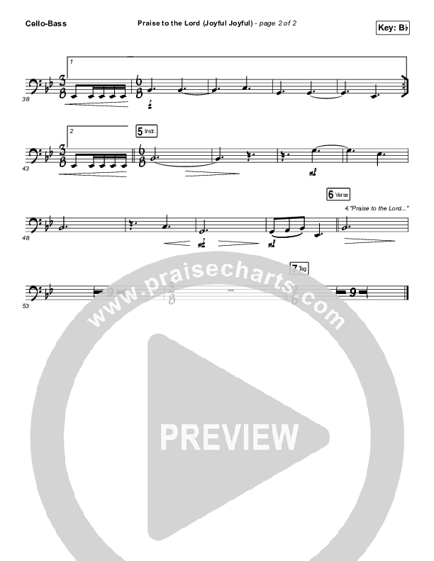 Praise To The Lord (Joyful Joyful) Cello/Bass (Shane & Shane / The Worship Initiative)