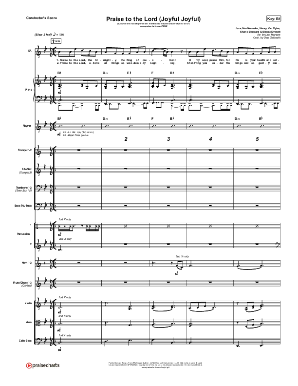 Praise To The Lord (Joyful Joyful) Conductor's Score (Shane & Shane / The Worship Initiative)