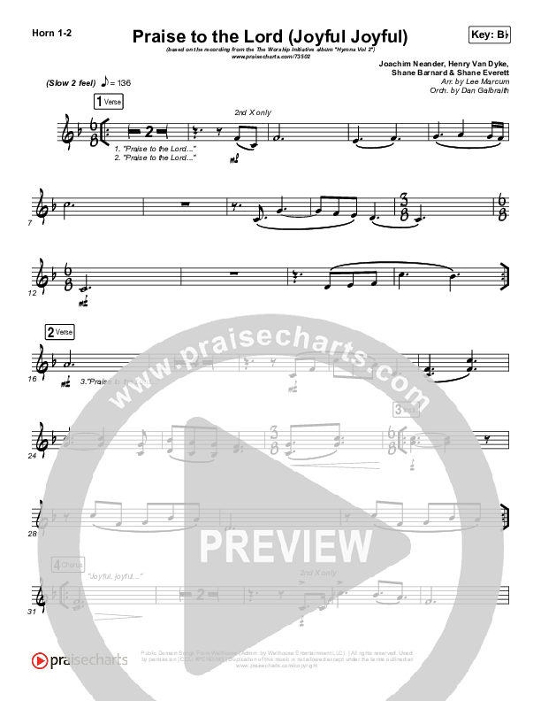 Praise To The Lord (Joyful Joyful) Brass Pack (Shane & Shane / The Worship Initiative)