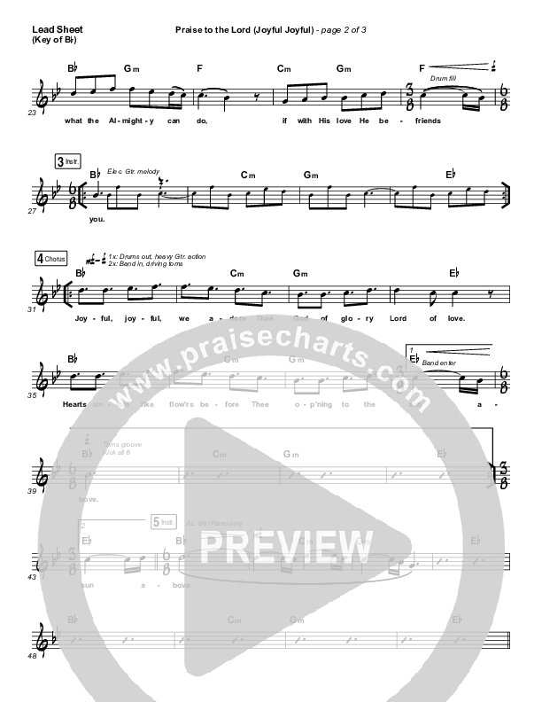 Praise To The Lord (Joyful Joyful) Lead Sheet (Melody) (Shane & Shane / The Worship Initiative)