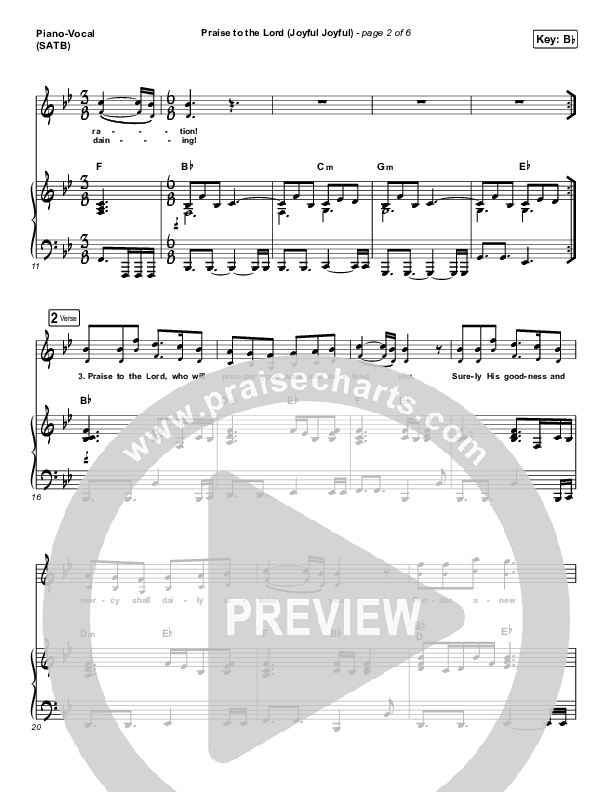 Praise To The Lord (Joyful Joyful) Piano/Vocal (SATB) (Shane & Shane / The Worship Initiative)