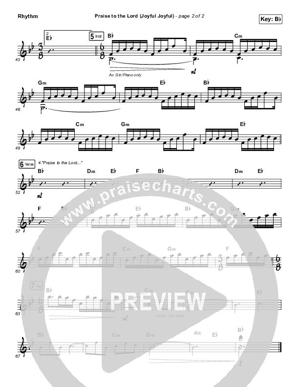 Praise To The Lord (Joyful Joyful) Rhythm Chart (Shane & Shane / The Worship Initiative)