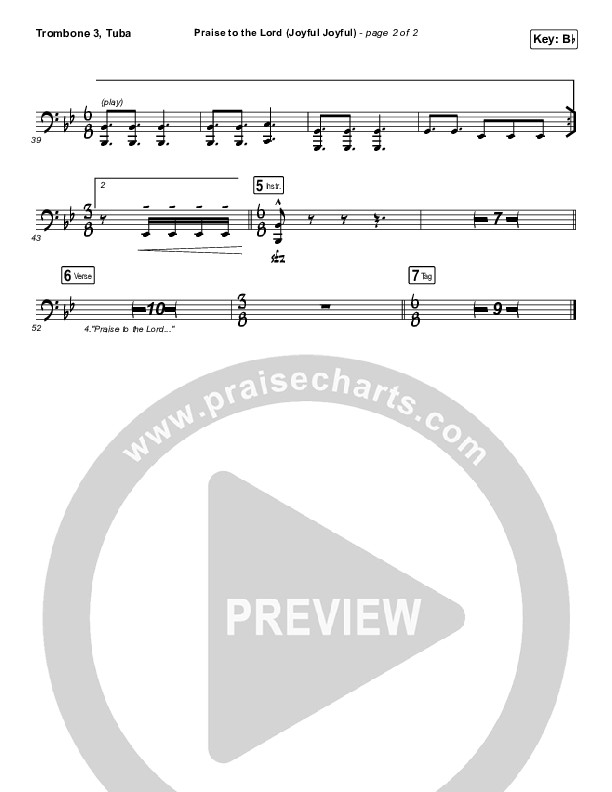 Praise To The Lord (Joyful Joyful) Trombone 3/Tuba (Shane & Shane / The Worship Initiative)