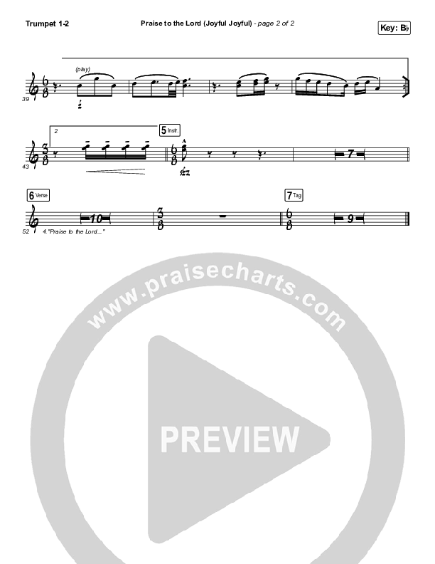 Praise To The Lord (Joyful Joyful) Trumpet 1,2 (Shane & Shane / The Worship Initiative)