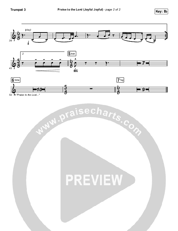 Praise To The Lord (Joyful Joyful) Trumpet 3 (Shane & Shane / The Worship Initiative)