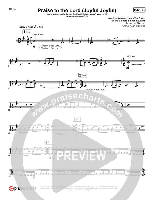 Praise To The Lord (Joyful Joyful) Viola (Shane & Shane / The Worship Initiative)