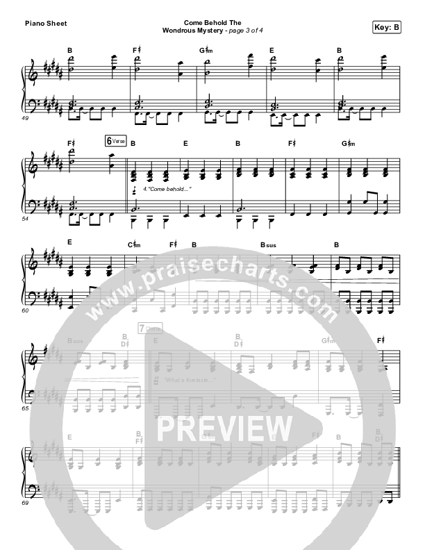 Come Behold The Wondrous Mystery Piano Sheet (Shane & Shane / The Worship Initiative)