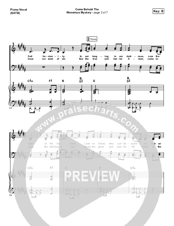 Come Behold The Wondrous Mystery Piano/Vocal (SATB) (Shane & Shane / The Worship Initiative)